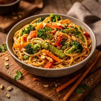 Fast and Simple Veggieful Peanut Pasta for Two