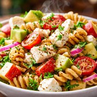 Fat Free Feta Pasta Salad with Apples