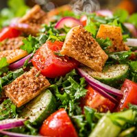 Fattoush Middle Eastern Pita Bread and Tomato Salad