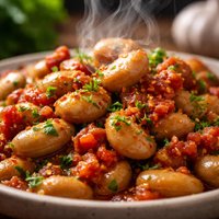 Fava Beans with Tomato Garlic Sauce
