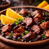 Feijoada Brazilian Black Bean and Mixed Meat Stew with Orange