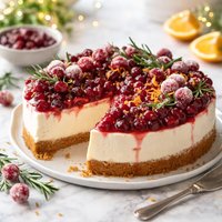 Festive Creamy Cheesecake with Tangy Cranberry Topping