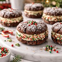 Festive Fudge Crinkle Cookie Sandwiches
