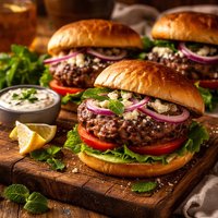 Feta and Mint Lamb Burgers Pan Fry or Bbq