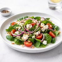 Feta and Red Onion Spinach Salad