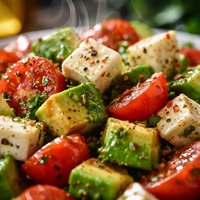 Feta Avocado and Tomato in Vinaigrette