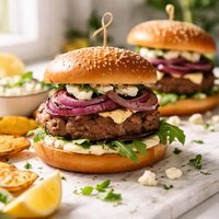 Feta Burgers with Grilled Red Onions