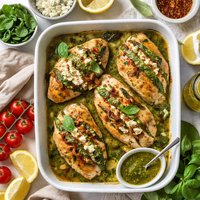 Feta Stuffed Pesto Chicken