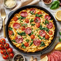 Fettuccine Salami Frittata