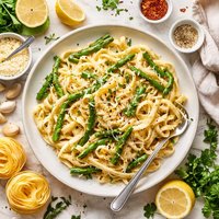 Fettuccine with Asparagus in Lemon Cream Sauce