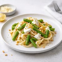 Fettuccine with Asparagus Lemon Pine Nuts Mascarpone