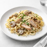 Fettuccine with Chicken and Mushrooms in Gorgonzola Cream Sauce