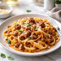 Fettuccine with Creamy Tomato Sausage Sauce