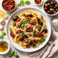 Fettuccine with Dried Tomatoes and Olives