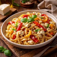 Fettuccine with Goat Cheese and Peppers