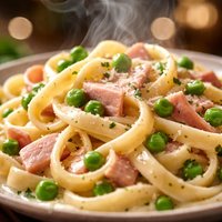 Fettuccine with Ham and Peas