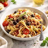 Fettuccine with Italian Sausage and Olives
