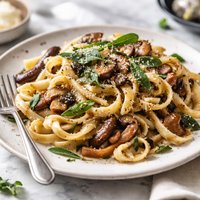 Fettuccine with Mushrooms and Fried Sage