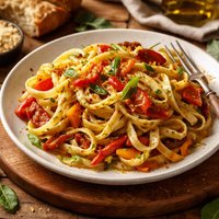 Fettuccine with Roasted Peppers Vegan