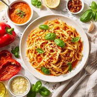 Fettuccine with Roasted Red Pepper Sauce