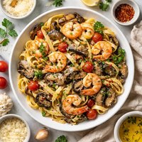Fettuccine with Shrimp and Portabellas