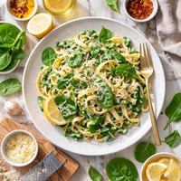 Fettuccine with Spinach Cream Sauce
