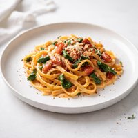 Fettuccine with Spinach Tomato Cream Sauce