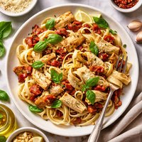 Fettuccini with Artichoke Seitan and Sun Dried Tomato