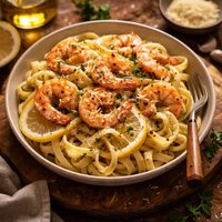 Fettuccini with Lemon Garlic Shrimp