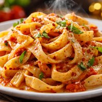 Fettuccini with Spicy Tomato Cream Sauce