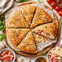 Ficazza Focaccia Pie with Ham Cheese Filling