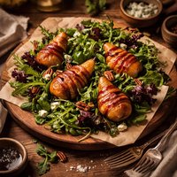Field Greens with Roasted Bacon Wrapped Pears