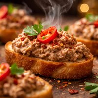Fiery Turkey Pate Crostini