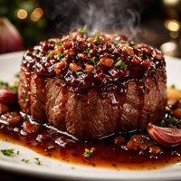 Filet Mignon Au Bordelaise Steak in Red Wine with Shallots