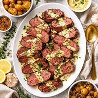 Filet of Beef with Mustard Cream Sauce