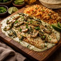 Filete De Culichi Tilapia W Mushrooms in Poblano Cream Sauce