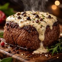 Fillet Steak with Pepper Cheese Sauce