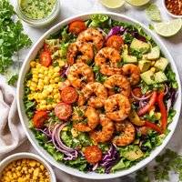 Fire Shrimp Salad with Cilantro Lime Dressing