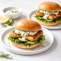 Fish Burgers with a Herb Sauce