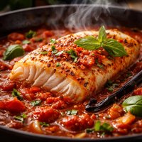 Fish Fillet Braised in Vanilla Scented Tomato Sauce