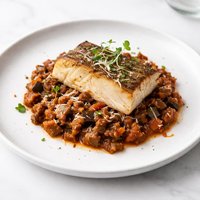 Fish in Eggplant Bolognese Sauce