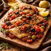 Fish Sauteed with Spicy Tomatoes and Olives