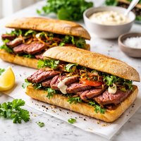 Flank Steak Sandwiches Cooking Thin