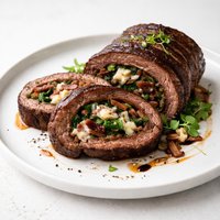 Flank Steak Stuffed with Blue Cheese Spinach and Bacon