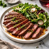 Flank Steak W Red Wine Vinegar and Greens