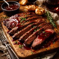 Flank Steak with Red Wine Sauce