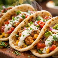 Flatbread Tacos with Ranch Cream Sauce