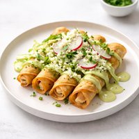 Flautas De Pollo with Avocado Cream