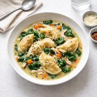 Florentine Chicken and Pierogi Soup