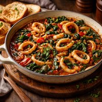 Florentine Stewed Calamari with Swiss Chard